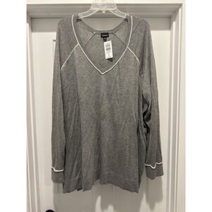 Torrid 4X Cotton Blend Long Sleeve V-Neck Raglan Light Heather Gray Pullover
